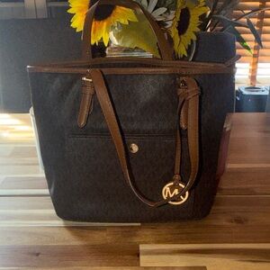Michael Kors Black and Brown Tote Bag